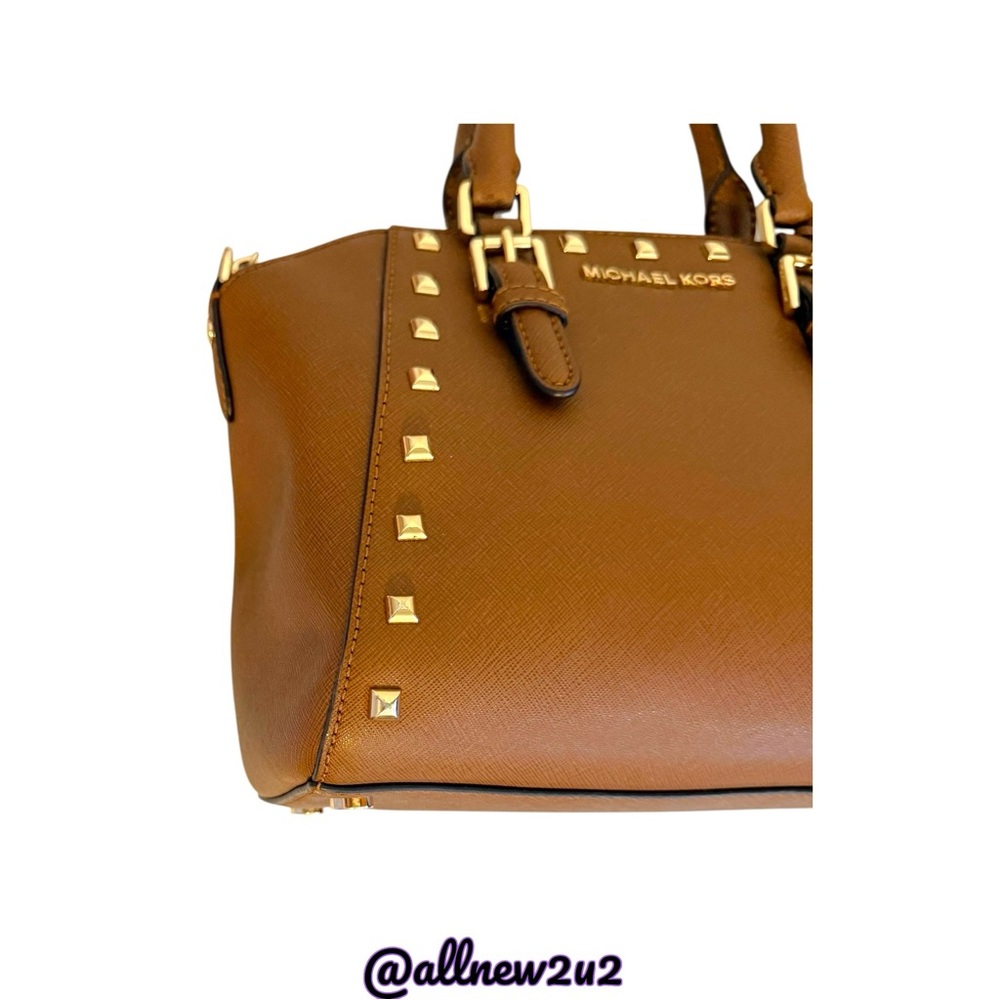 Michael Kors Ciara 2 Pc. Set Goldtone Studded Satchel Bag W / Wallet - Picture 10 of 16